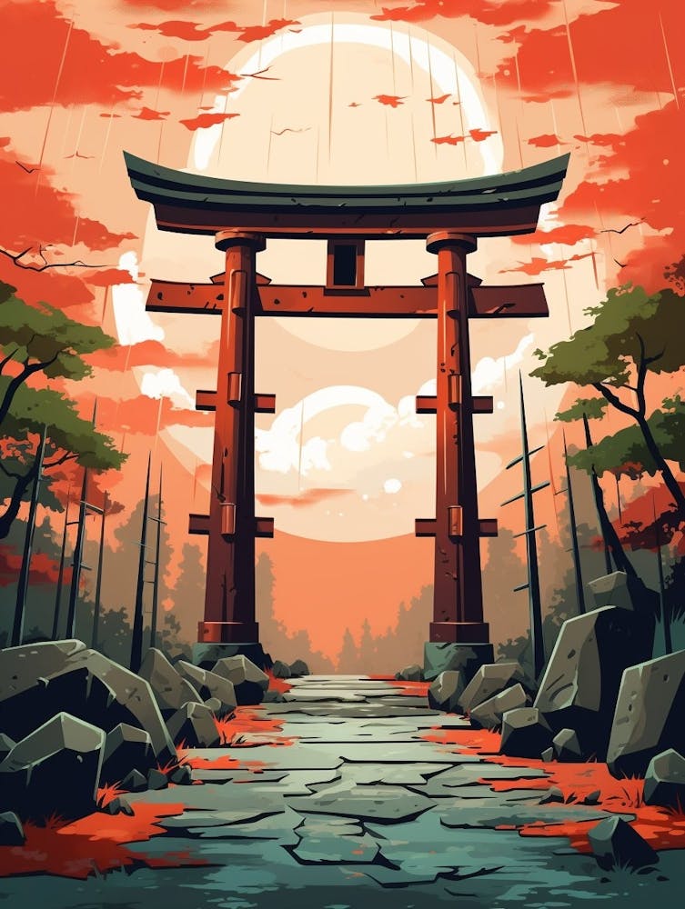 Torii Gates Japanese Illustration 9