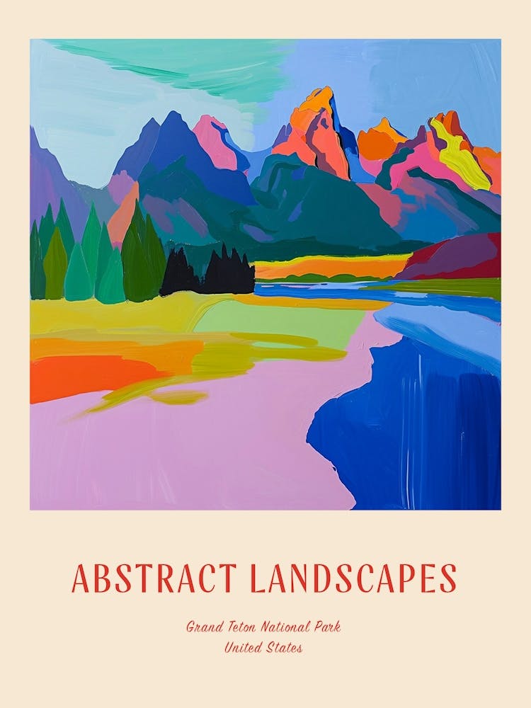 Colourful Abstract Grand Teton National Park Usa 2 Poster