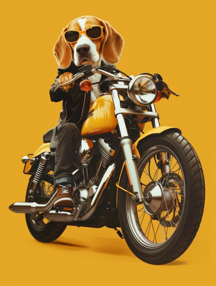 Beagle On A Motorcycle