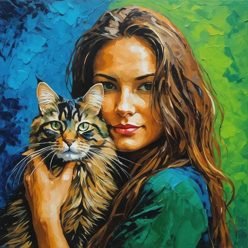 Girl With A Cat 1