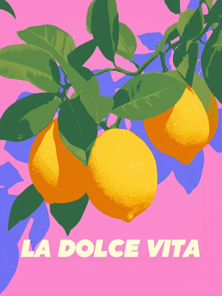 Zitronen La Dolce Vita, Pink Text-Typografie