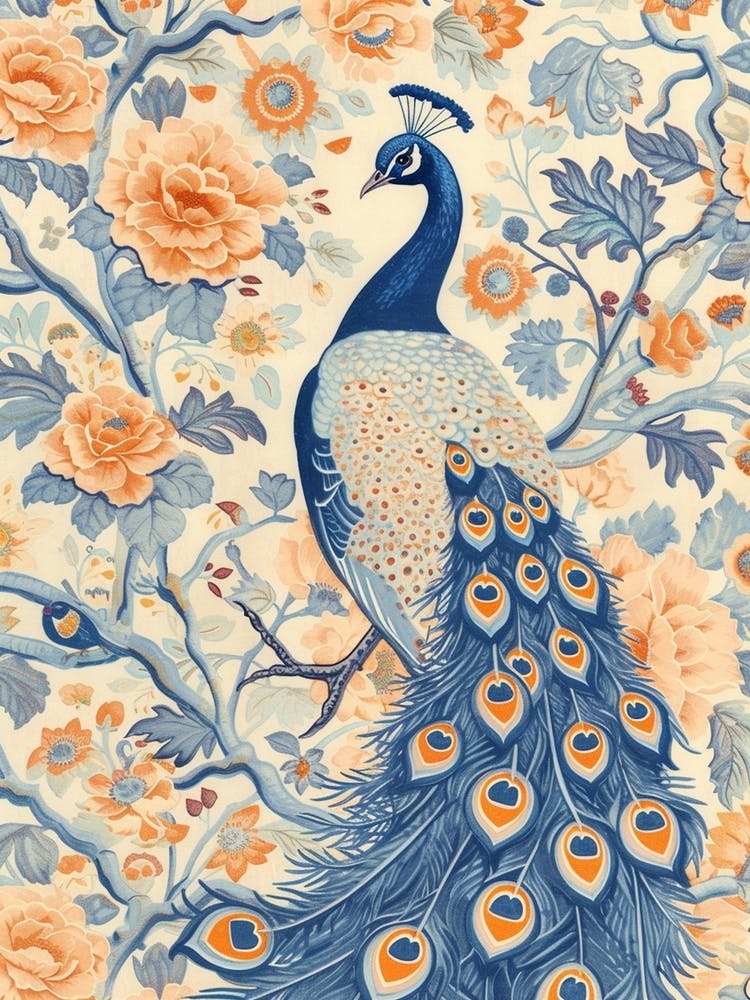 Vintage Sepia Peacock In A Floral Tree Wallpaper Inspired 2