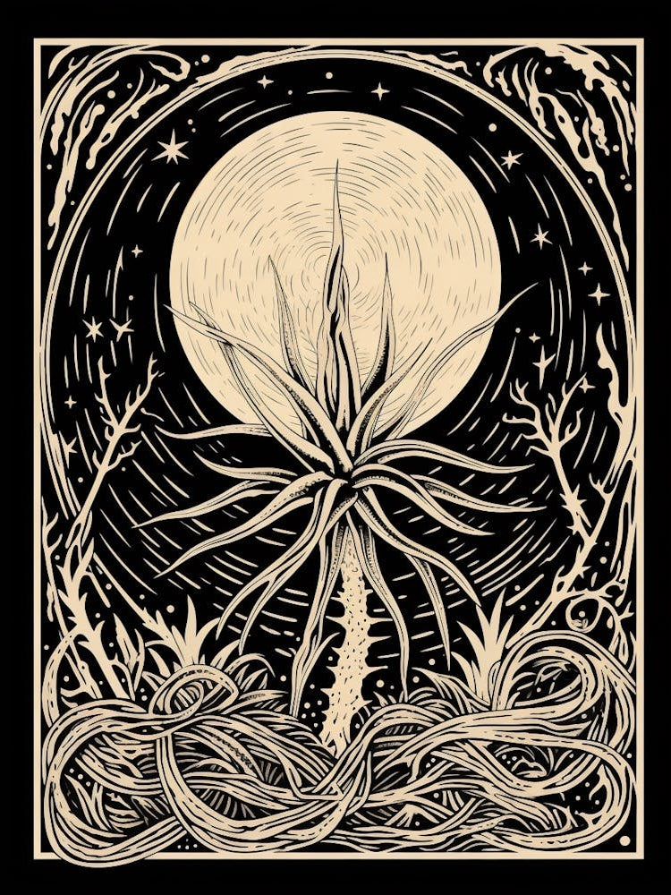 B&W Plant Illustration Air Plant