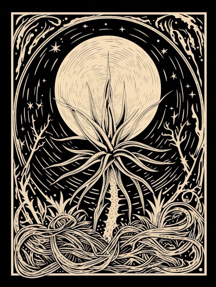 B&W Plant Illustration Air Plant