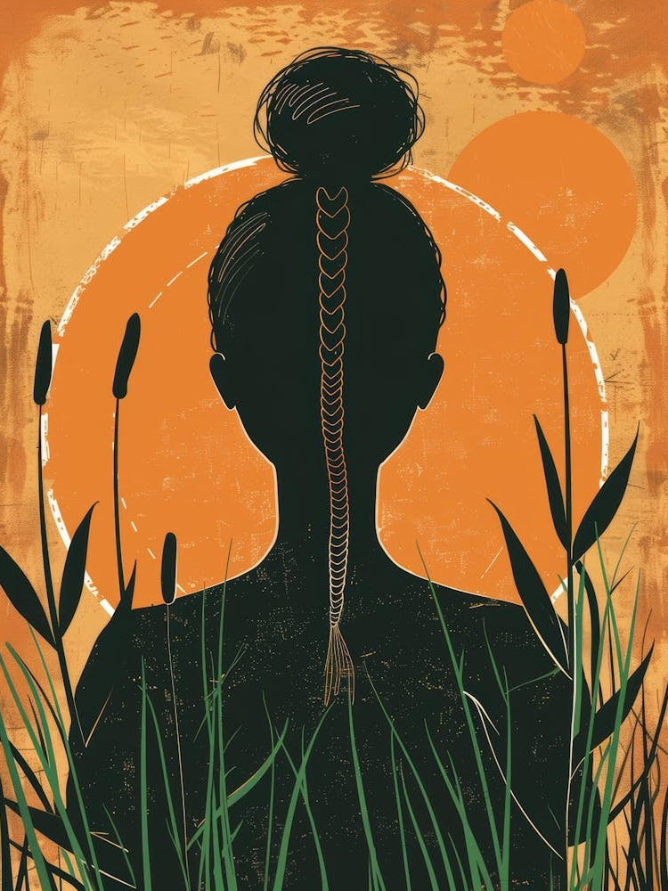 Silhouette Of A Woman In Grass