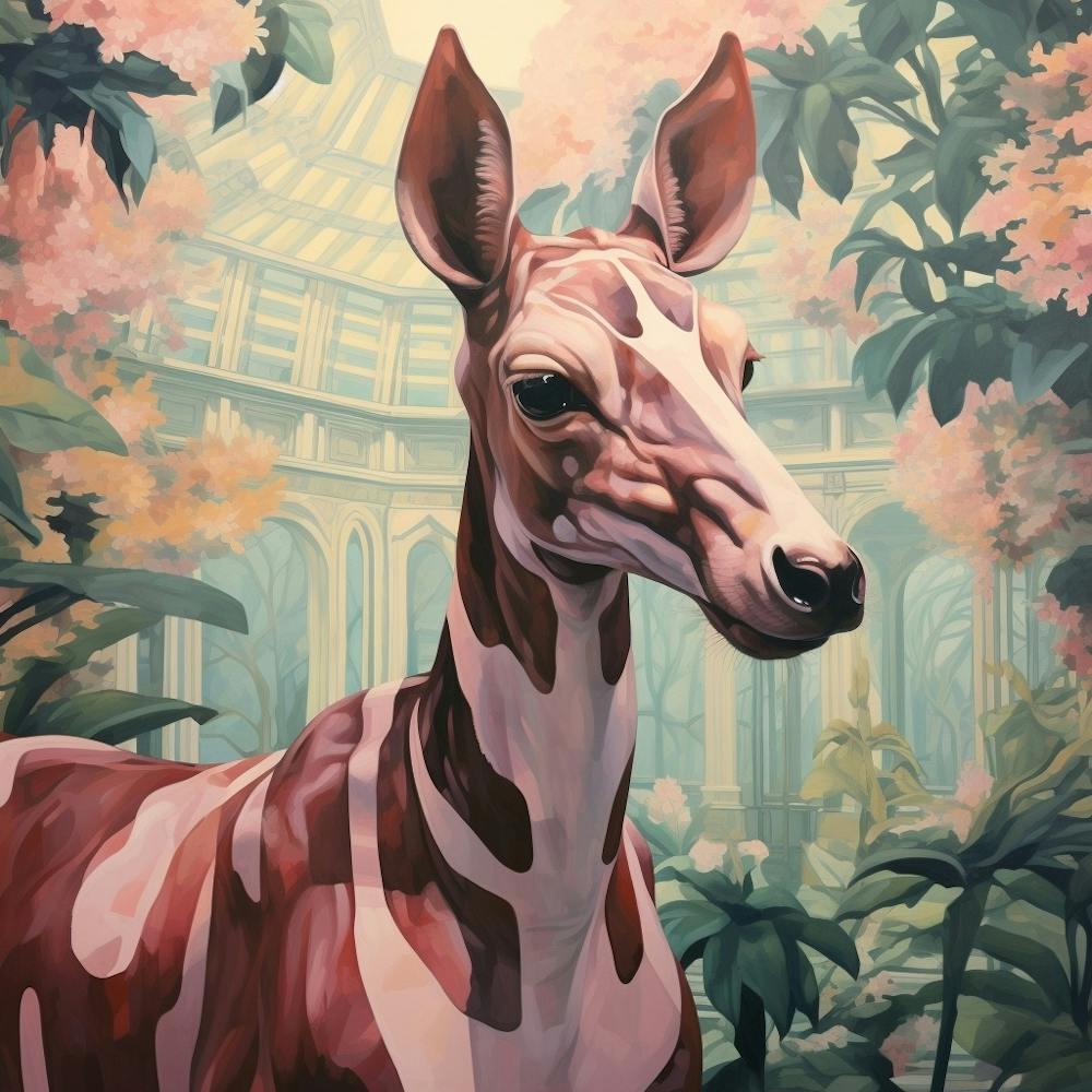 Okapi 2 Pink Jungle Animal Portrait