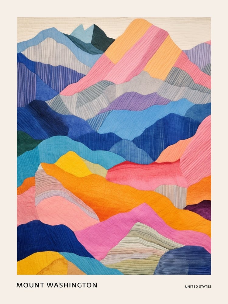 Mount Washington United States 5 Colourful Mountain Illustration Poster