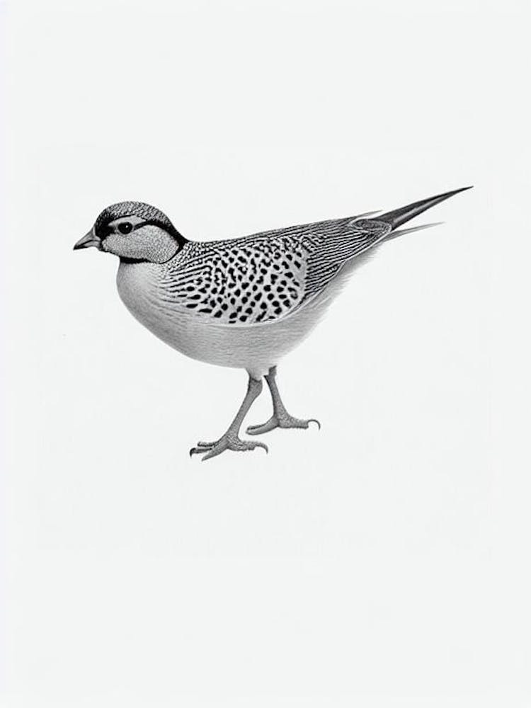 Pheasant B&W Pencil Drawing 1 Bird