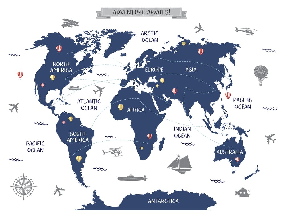 Navy Blue World Map
