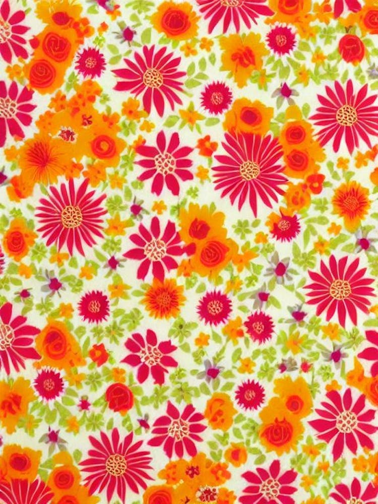Cactus Flower Floral Print Retro Pattern 1 Flower