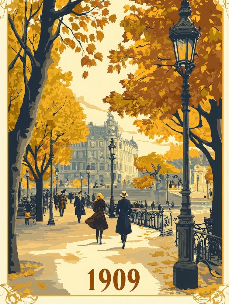 Aihrgdesign A Nostalgic Poster Of A 1909 City Park Featuring 2
