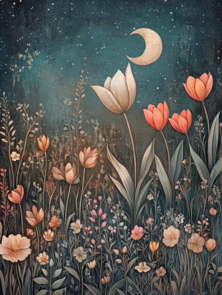 Moon And Tulips