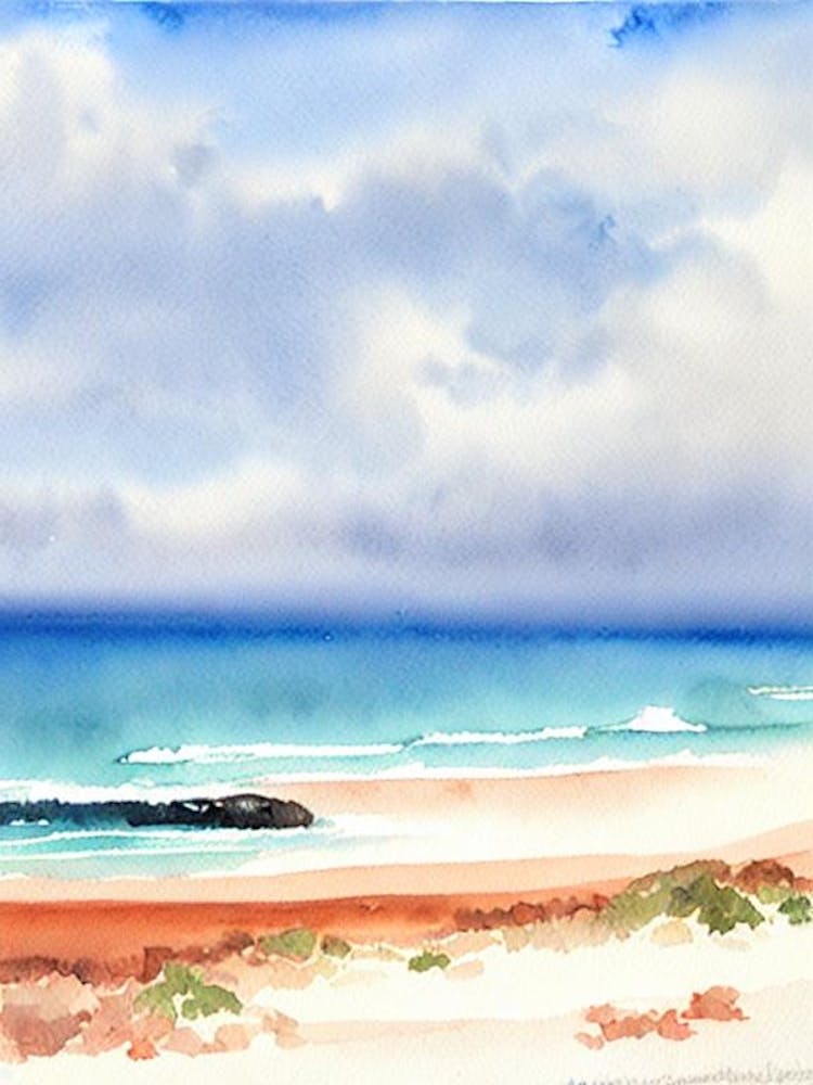 El Cotillo Beach 3, Fuerteventura, Spain Watercolour