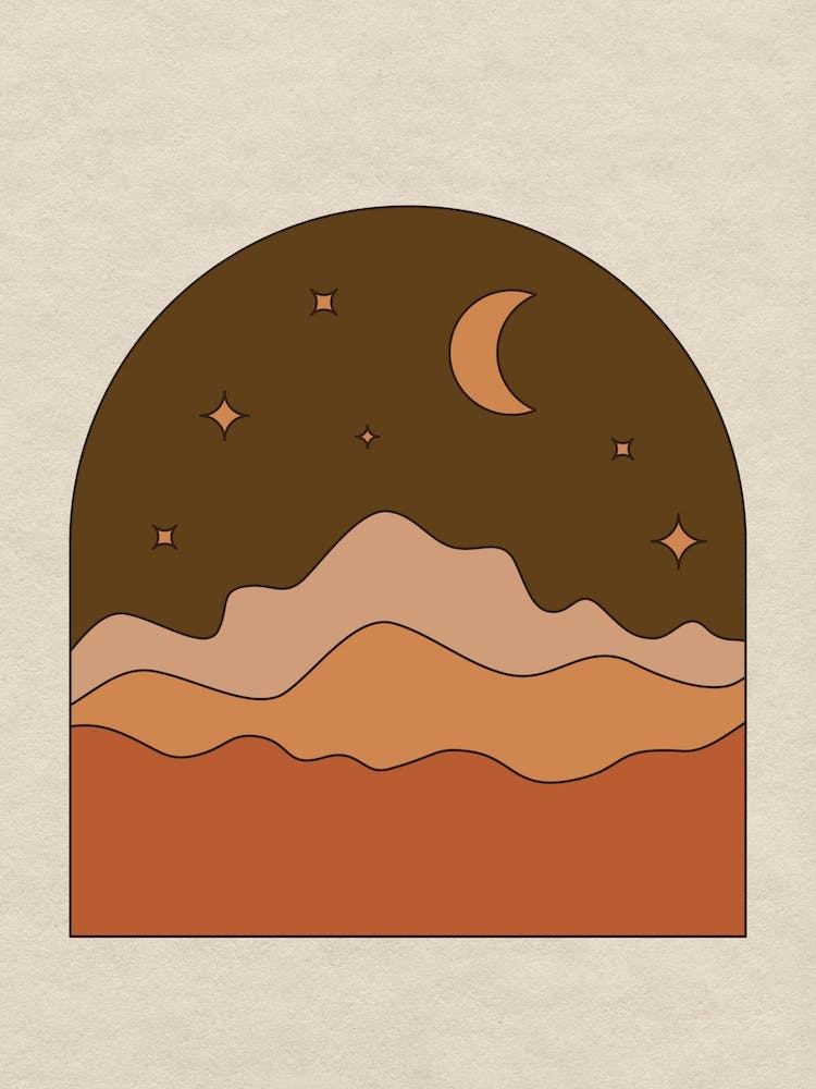 Night Sky Over Hills
