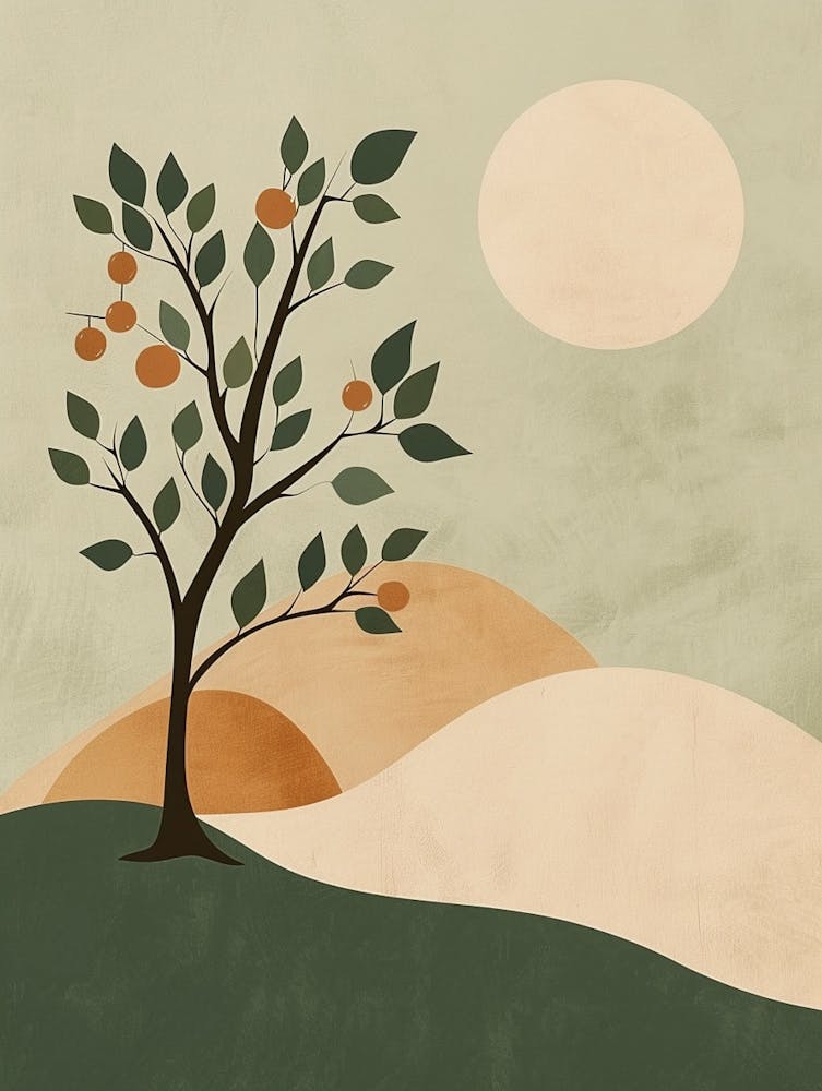 Apple Tree Minimal Japandi Illustration 3
