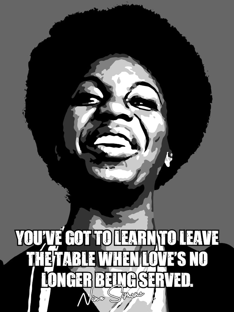 Nina Simone Grayscale with Quotes