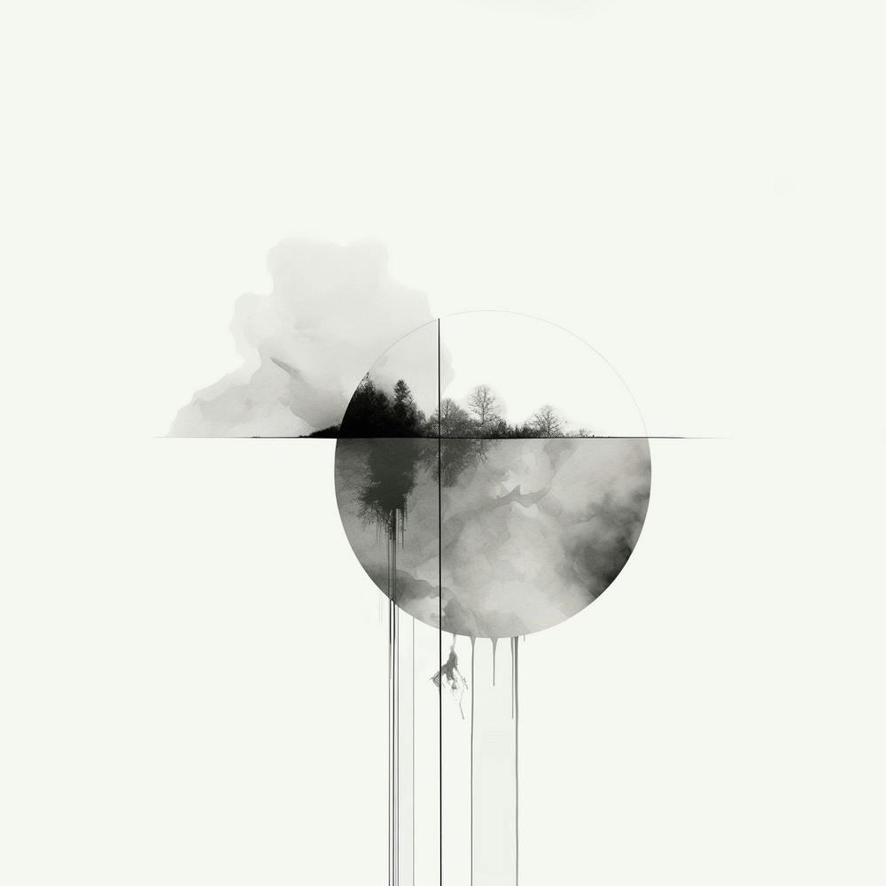 In The Shadows Of The Moon F Parrish 2023 | monochrome art | modern art; digital art | forest art | minimalist minimalism | black and white | In the Shadows of the Moon | FParrishs | contemporary art | wall art | Scandi art | landscape | trees | moon | ab