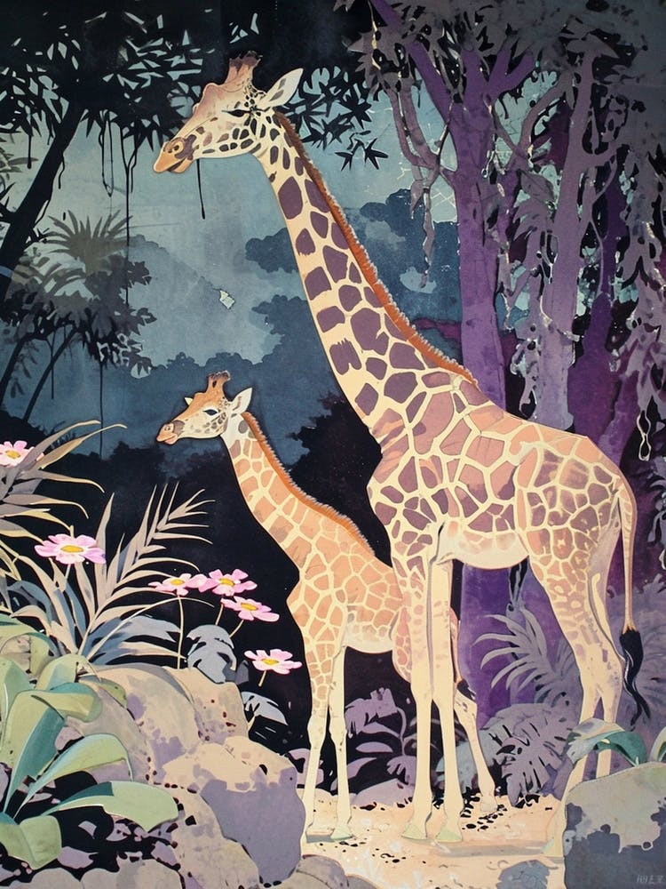 Sweet Giraffe Colourful Illustration 1
