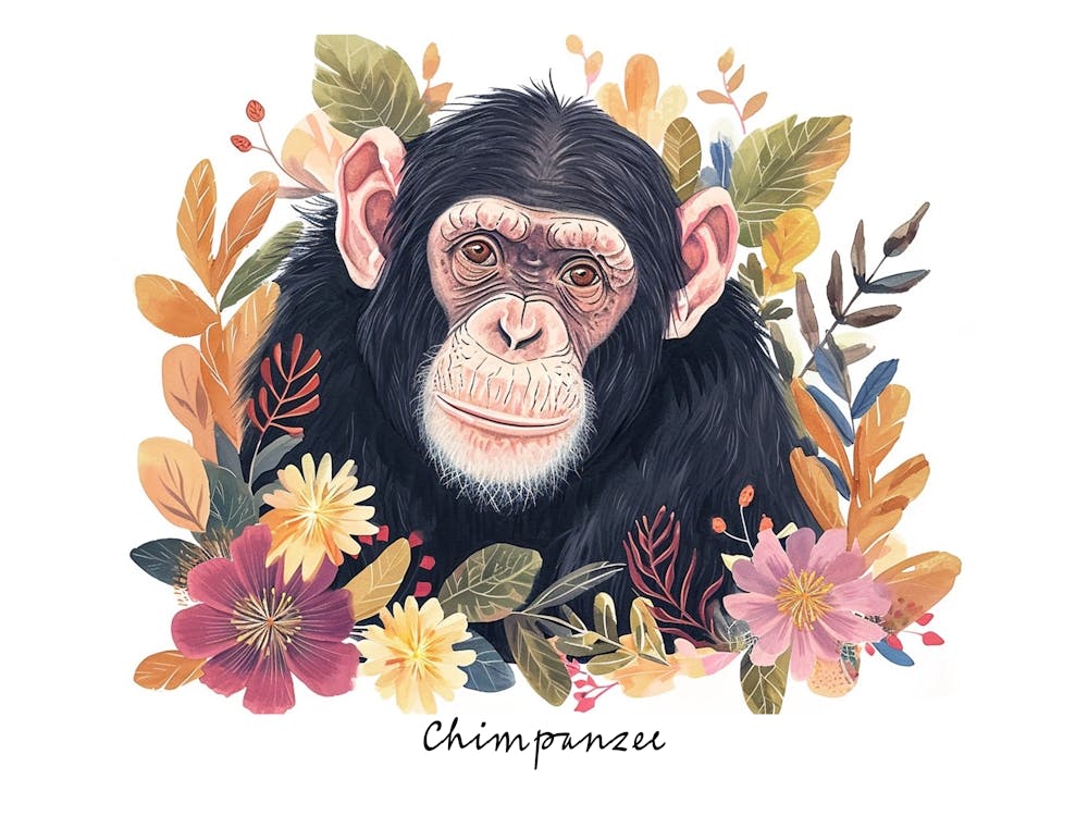 Little Floral Chimpanzee 2 Poster