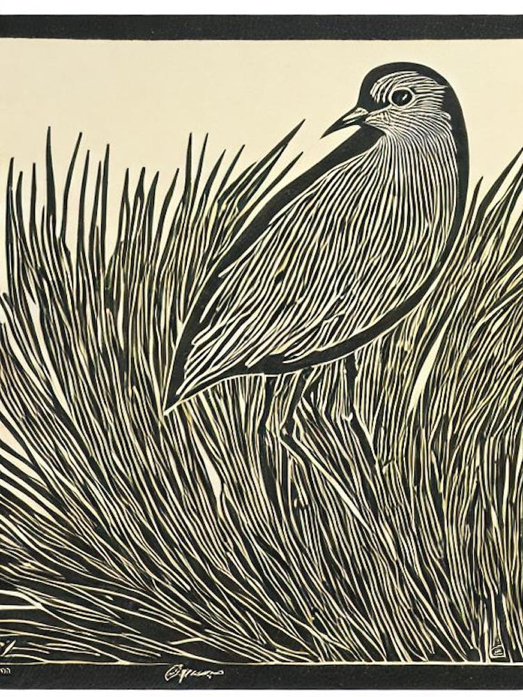 Lapwing Linocut Bird