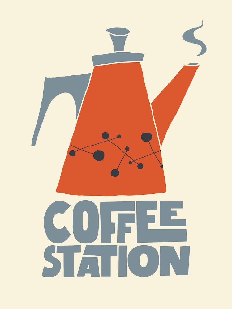 Coffee Station Red Kitchen Print