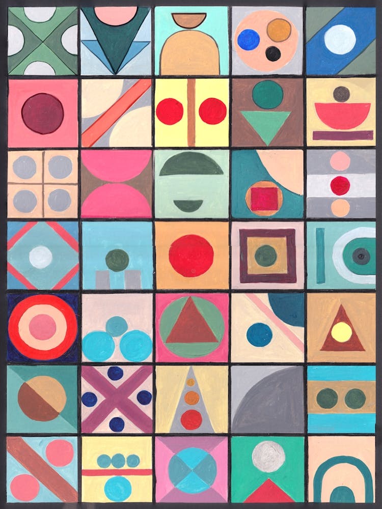 Abstrakte Quadrate Acryl Wandkunst Poster Repräsentieren Menschliche Emotionen