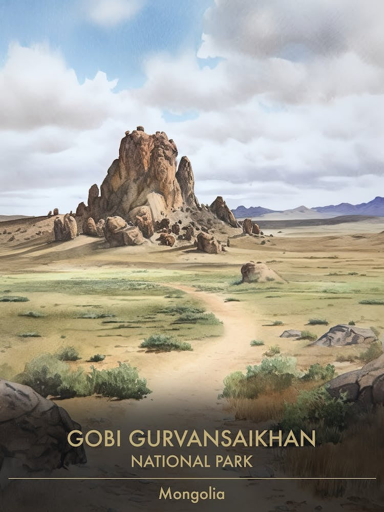 Gobi Gurvansaikhan National Park Mongolia Watercolour 3