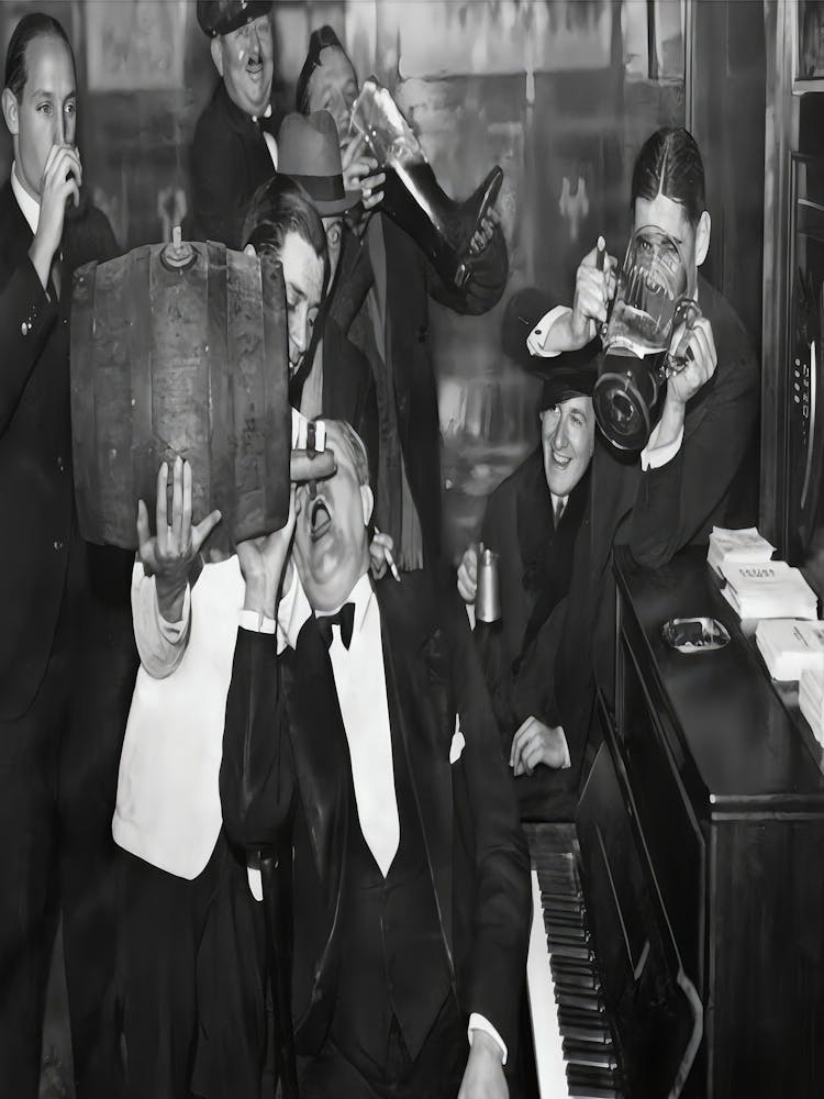 Celebrating End Of Prohibition Wall Art, 1930s Photo Speakeasy, Black And White Print, Vintage Wall Art, Man Cave Poster, Retro Wall Decor