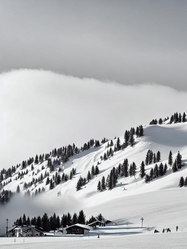 Skiwelt Wilder Kaiser Brixental, Austria Black And White Skiing Poster
