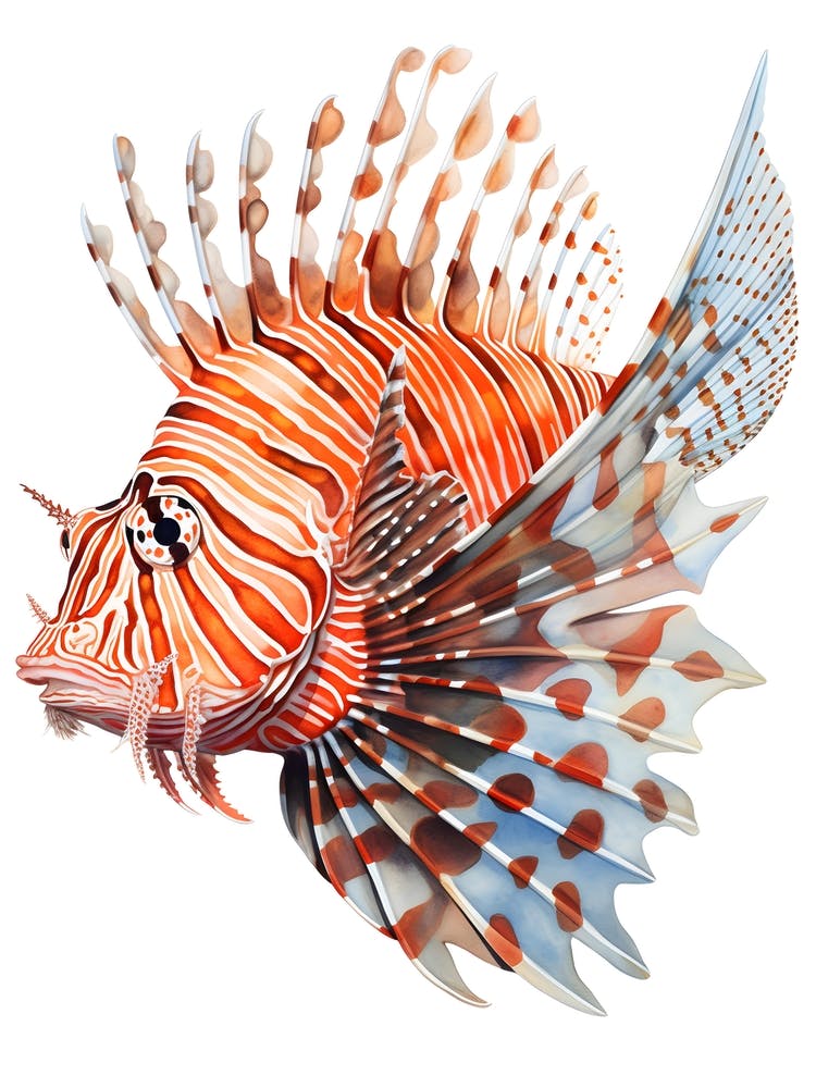Colourful Lionfish Art isolated on White 1
