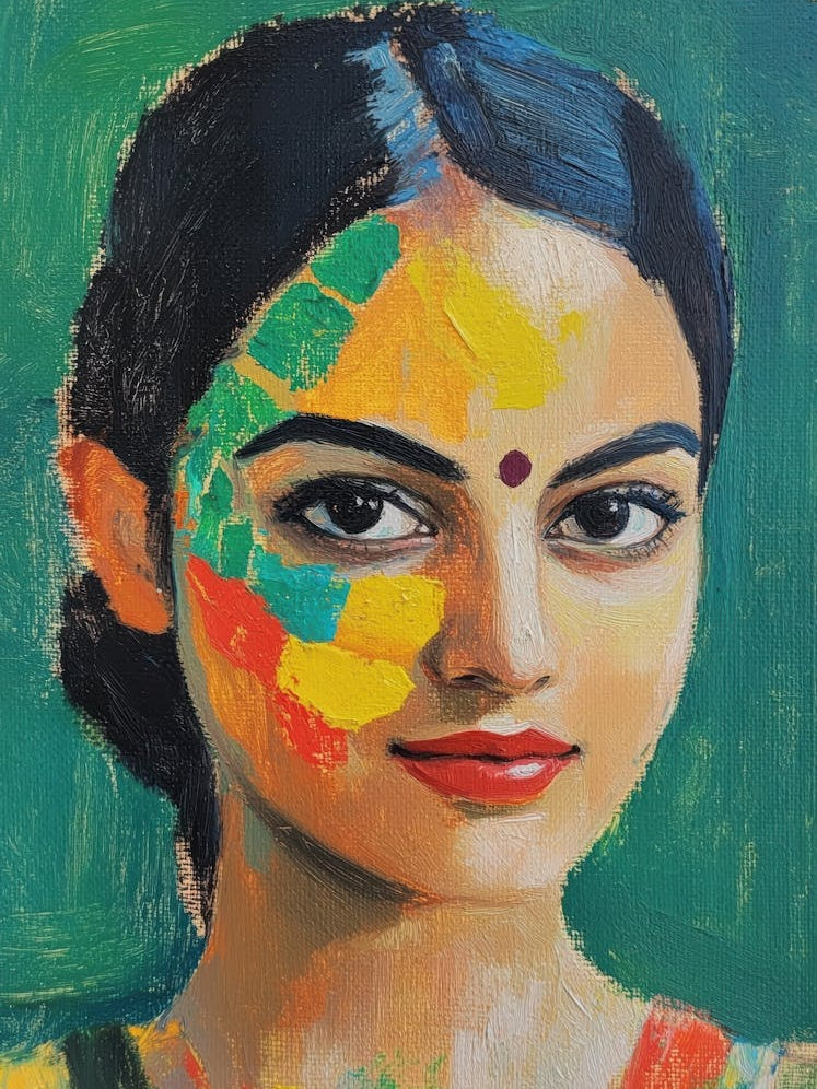 Woman With Colorful Face