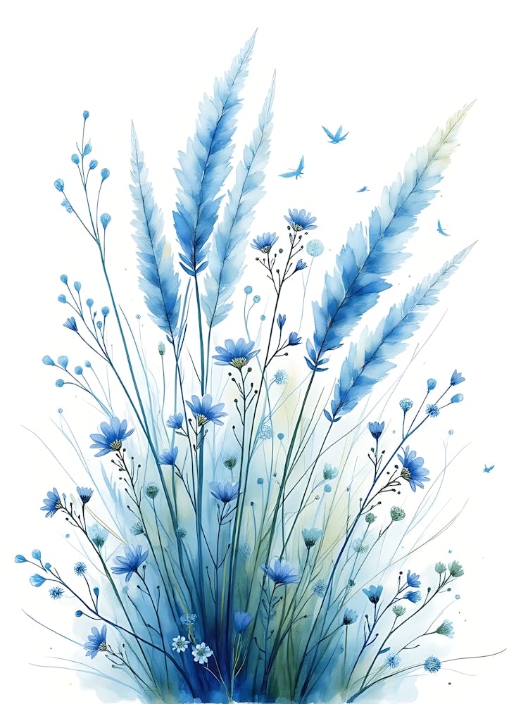 Artistic Blue Flower Stems