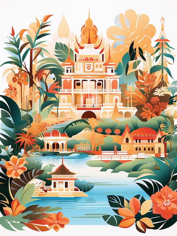Suan Nong Nooch Thailand Modern Illustration 1