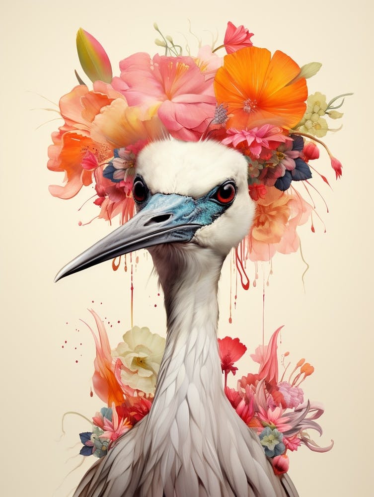 Bird With A Flower Crown Crane 2