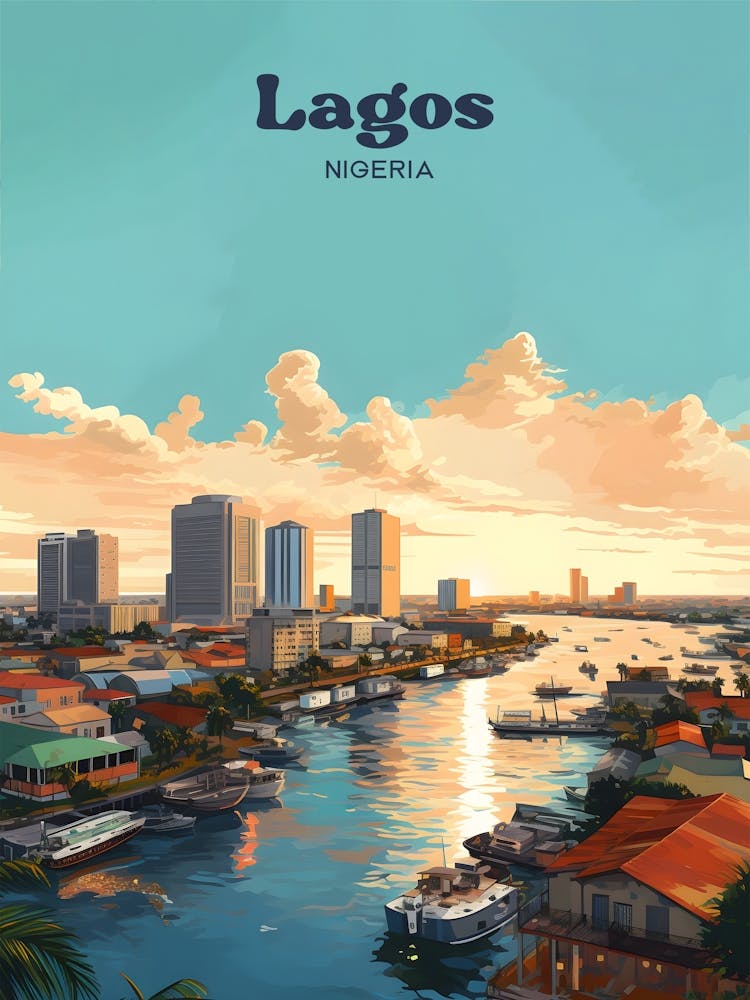 Lagos Nigeria Island Modern Travel Illustration