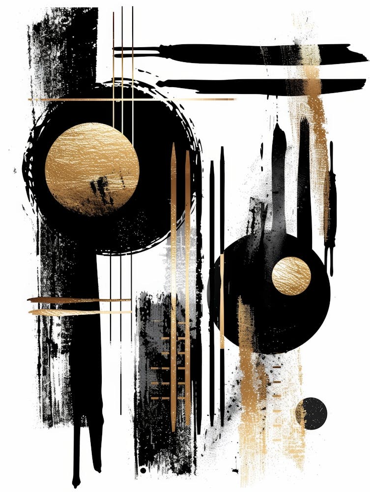 Abstract Black And Gold Painting 11