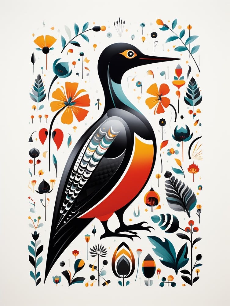 Skandinavische Vogelillustration Eistaucher 2