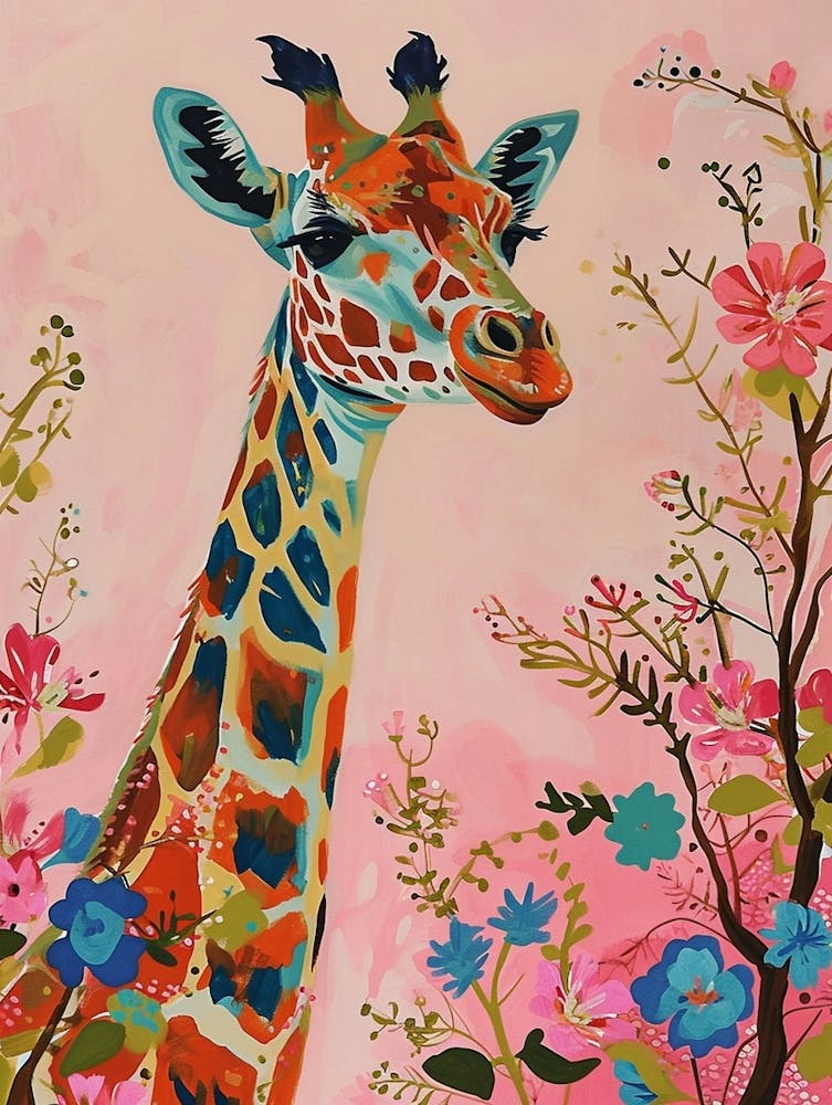 Floral Animal Painting Giraffe 3