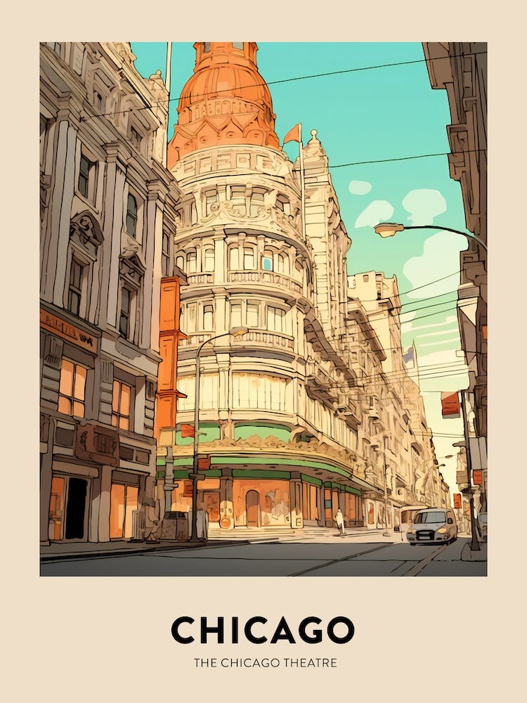 The Chicago Theatre Chicago Travel Poster