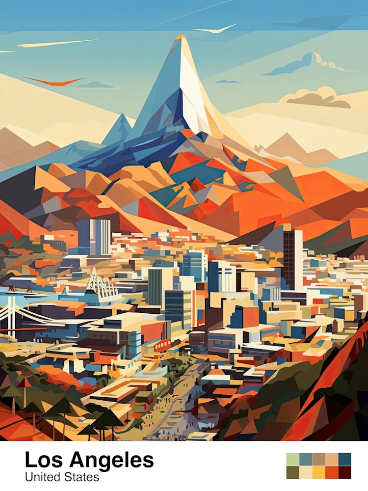 Los Angeles, Us, Geometric Illustration 1 Poster