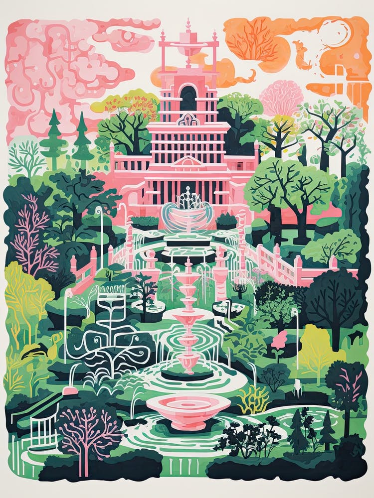 Versailles Gardens Abstract Riso Style 4