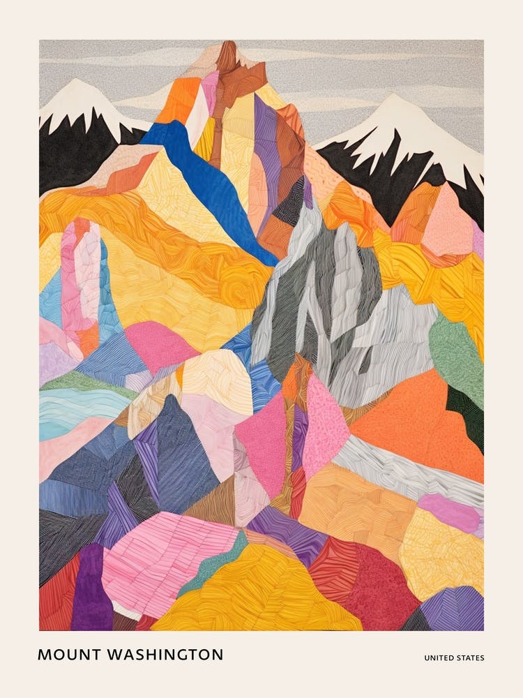 Mount Washington United States 3 Colourful Mountain Illustration Poster