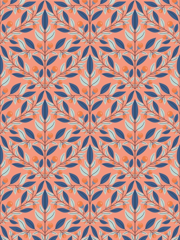 Orange Floral Diamond