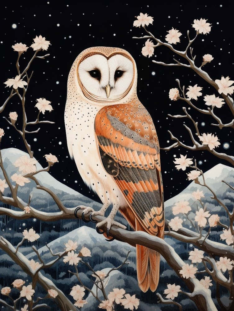 Winter Bird Painting Barn Owl 4