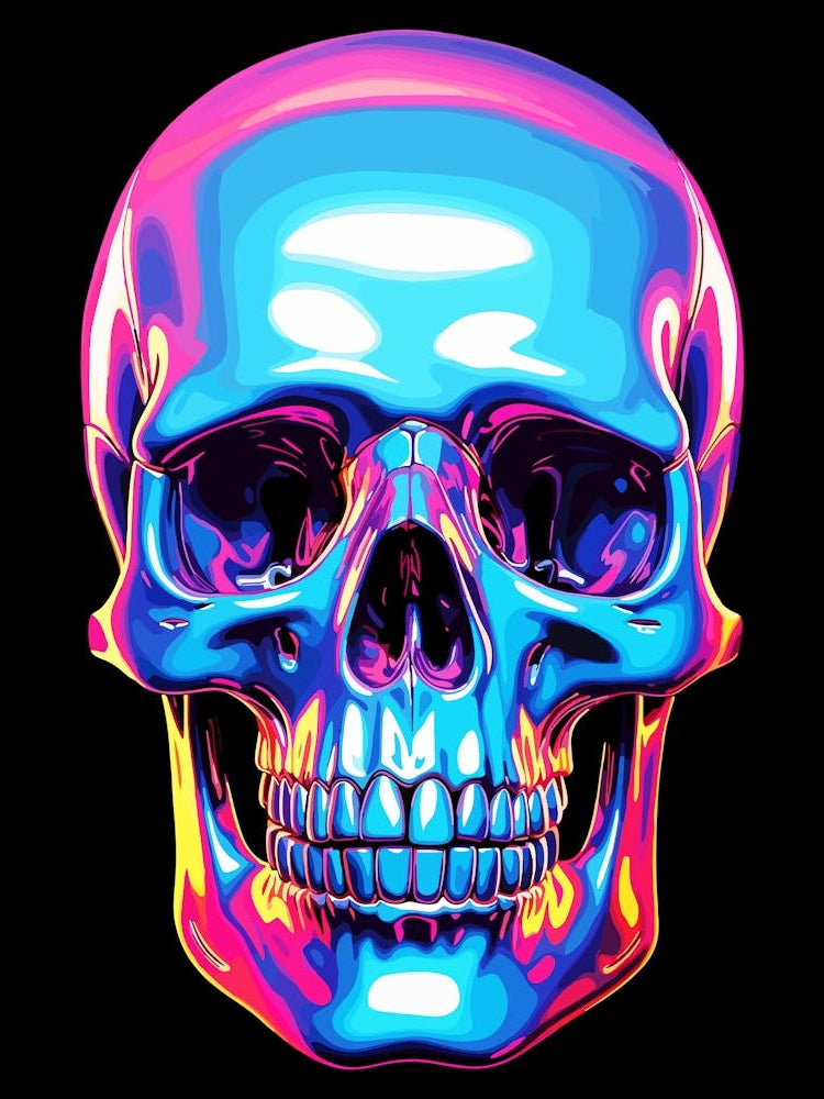 Neon Abstract Skull Wall Art