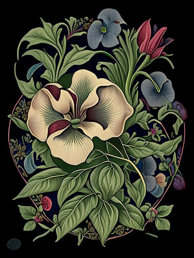 Vinca Floral Botanical Vintage Poster Flower