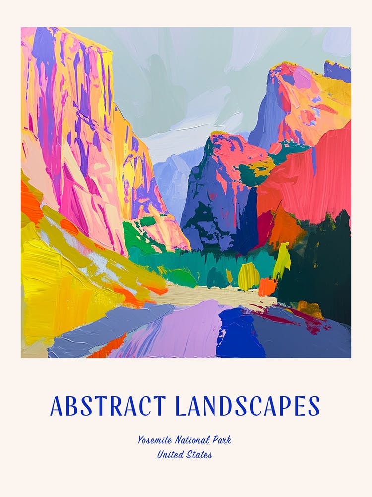 Farbenfrohes Abstrakt Yosemite Nationalpark USA 2 Poster Blau