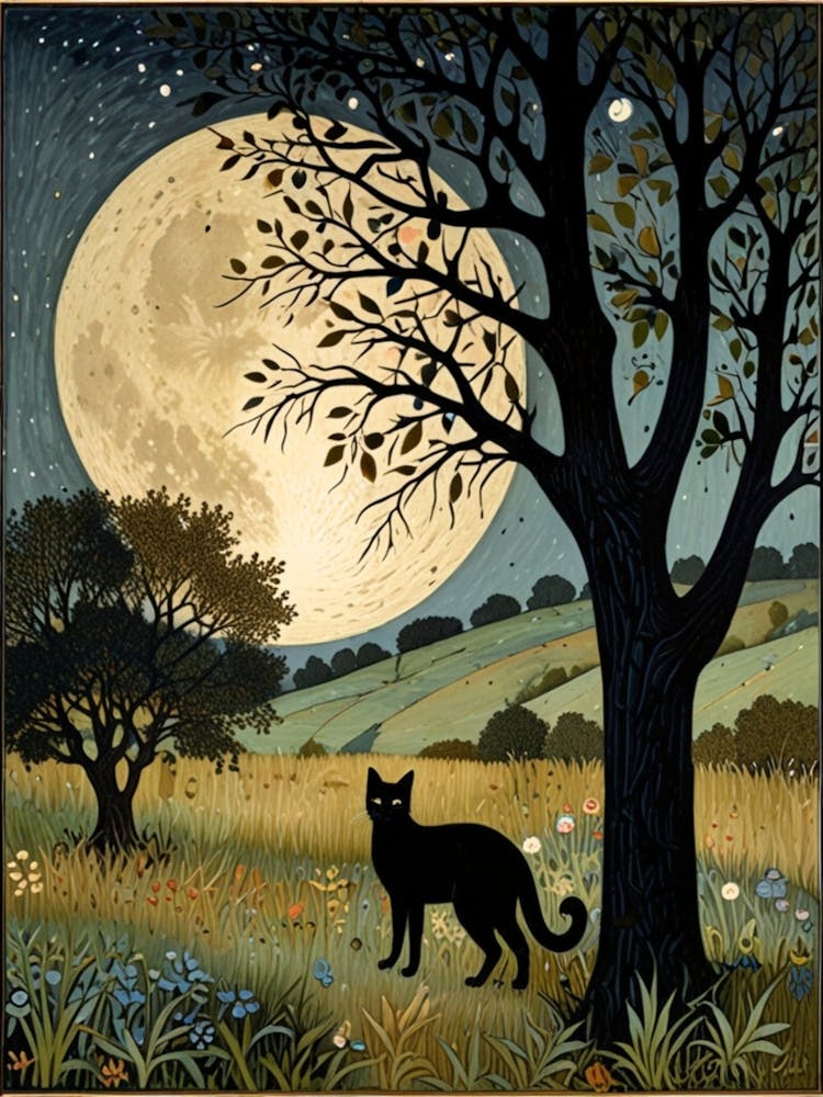 William Morris Cat In The Moonlight 22
