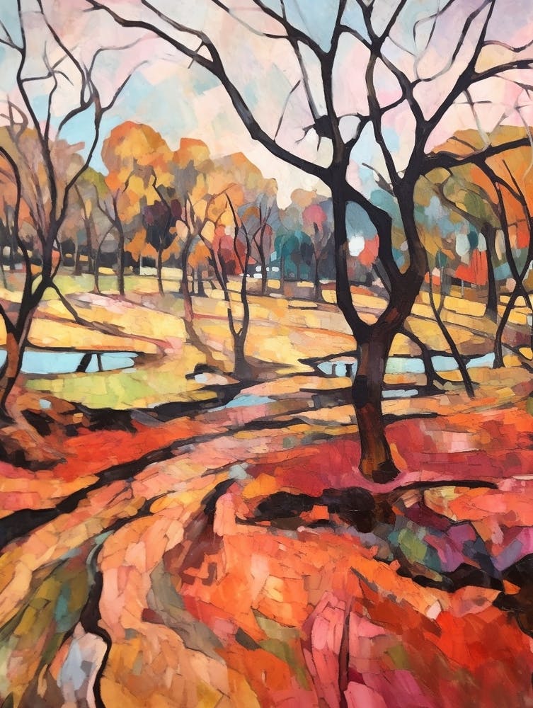 Autumn City Park Painting Franklin Delano Roosevelt Park Philadelphia 2