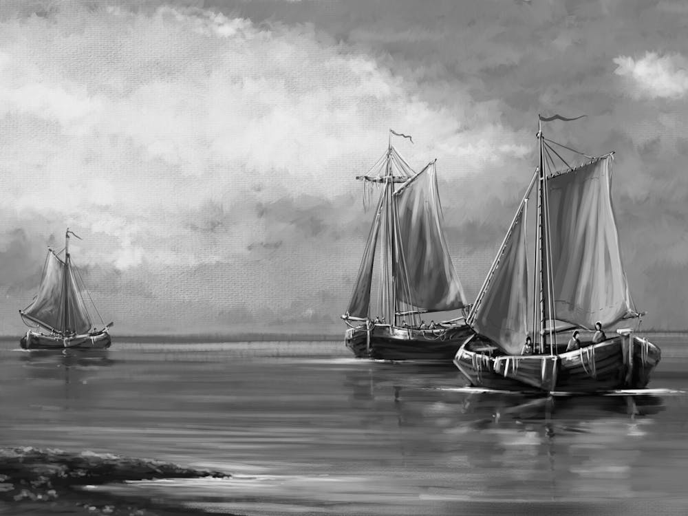 Bateaux à voiles sur l'eau
